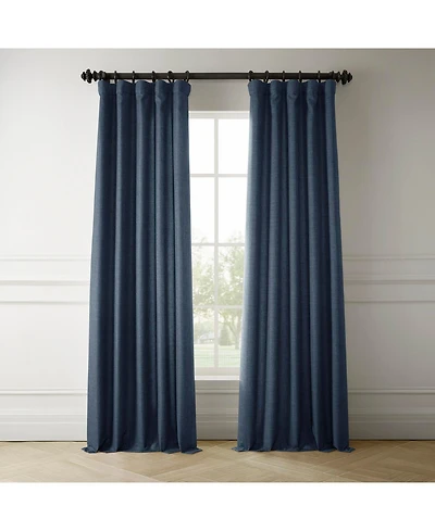 Half Price Drapes Sergeants Blue Italian Faux Linen Room Darkening Curtain