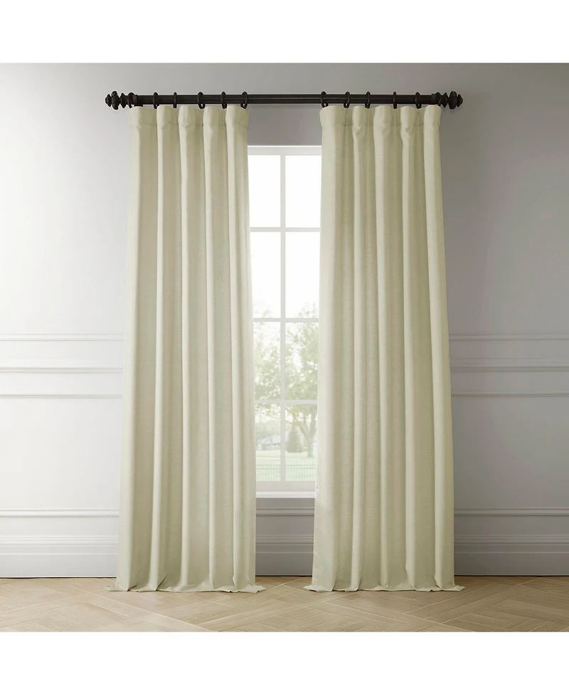 Half Price Drapes Gravity Ivory Italian Faux Linen Room Darkening Curtain