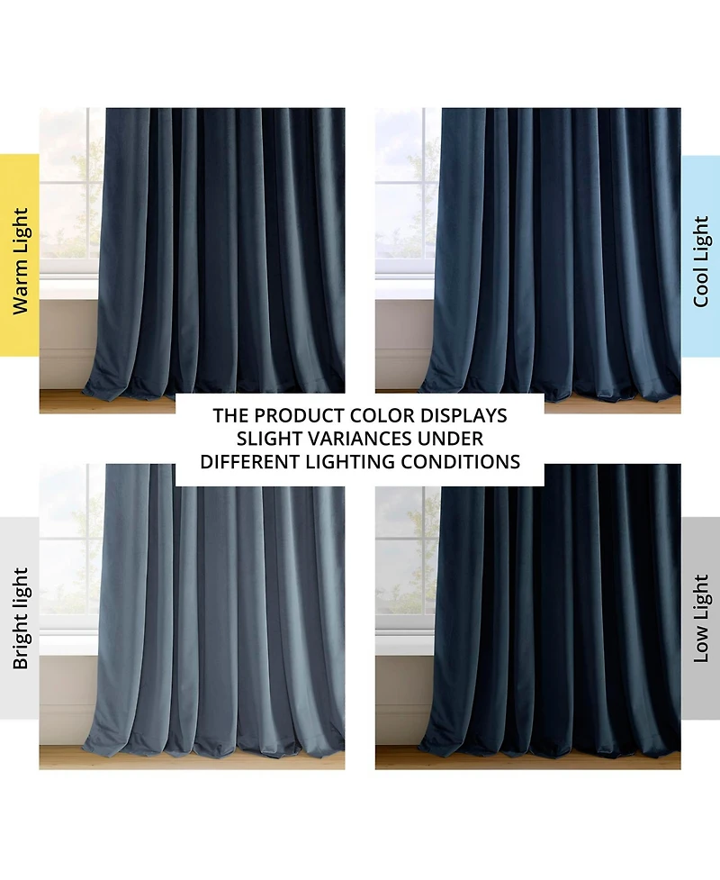 Half Price Drapes Midnight Blue Signature Extra Wide Velvet Blackout Curtain