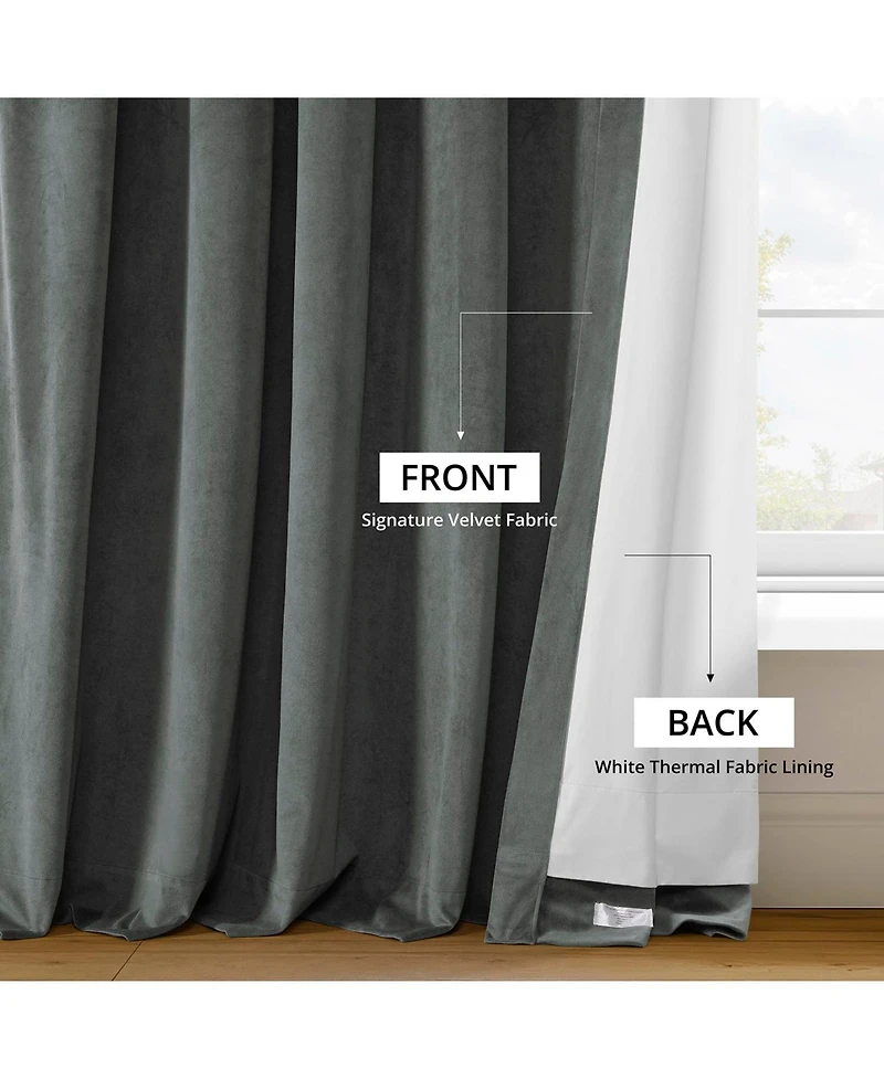 Half Price Drapes Natural Grey Signature Velvet Blackout Curtain