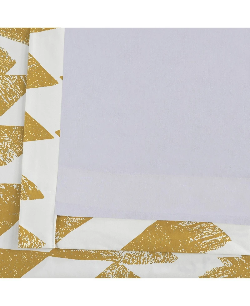 Half Price Drapes Triad Gold Geometric Printed Cotton Room Darkening Curtain