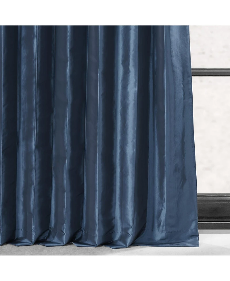 Half Price Drapes Navy Blue Faux Silk Taffeta Blackout Curtain