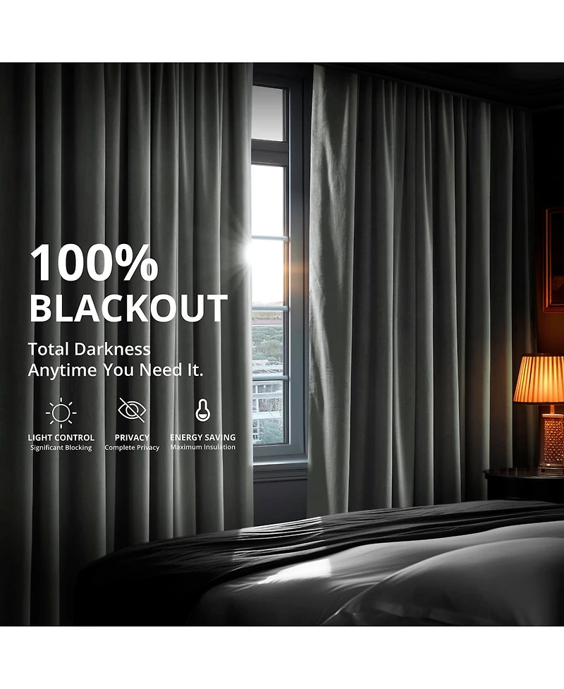 Half Price Drapes Natural Grey Signature Velvet Blackout Curtain