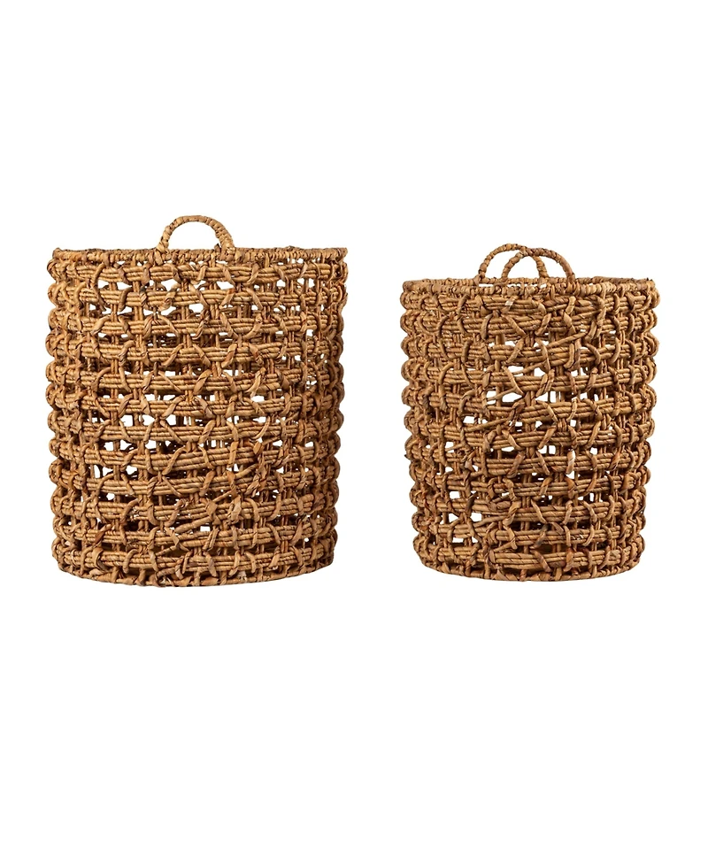 Storied Home Round Water Hyacinth Baskets, Set of 2