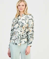 Anne Klein Women's Pleat-Front Long-Sleeve Blouse