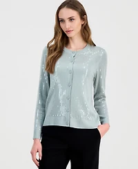 Anne Klein Women's Button-Front Sequin Cardigan