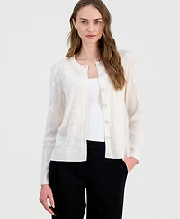 Anne Klein Women's Button-Front Sequin Cardigan