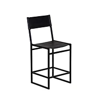 Remy Full-Grain Leather Bar Stool, Black