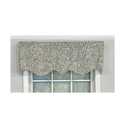 Rlf Home Stella Paisley Regal Valance Navy. 3" Rod Pocket 50"W x 17"L
