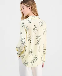 Anne Klein Women's Floral-Printed Button-Front Blouse
