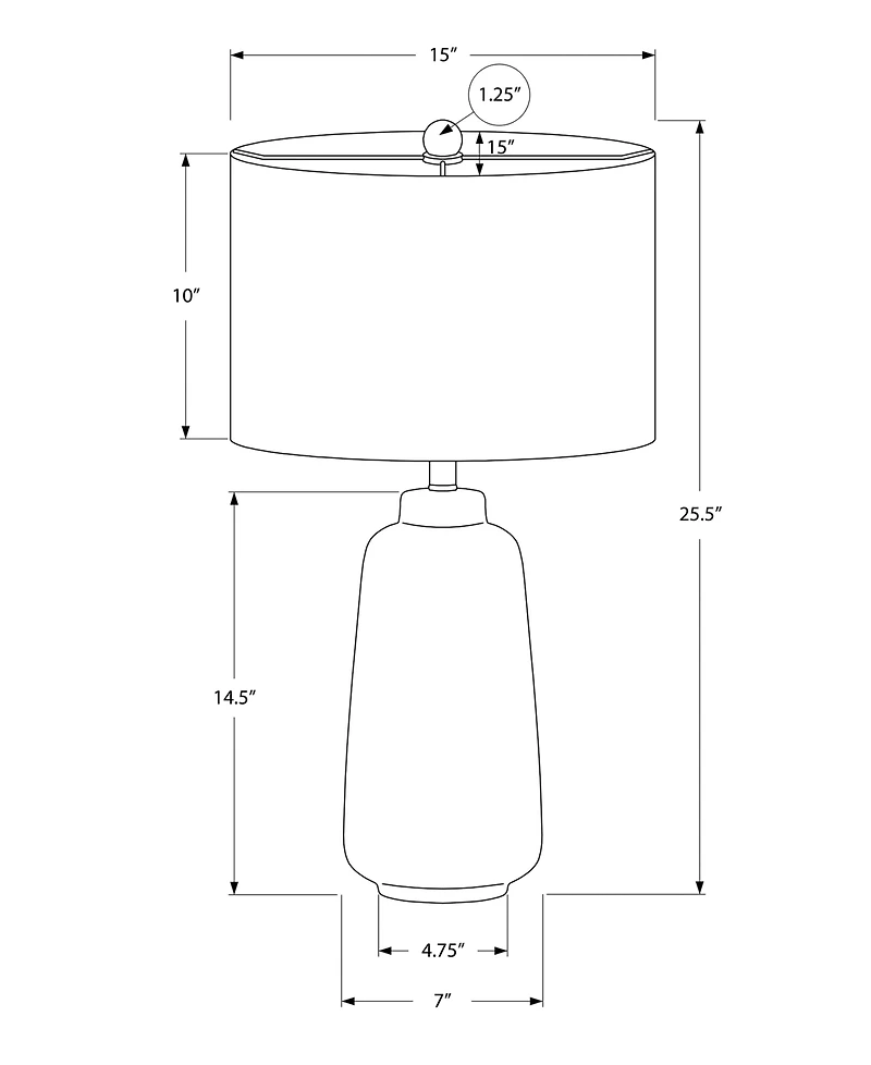Monarch Specialties Lighting 26" Ceramic Table Lamp