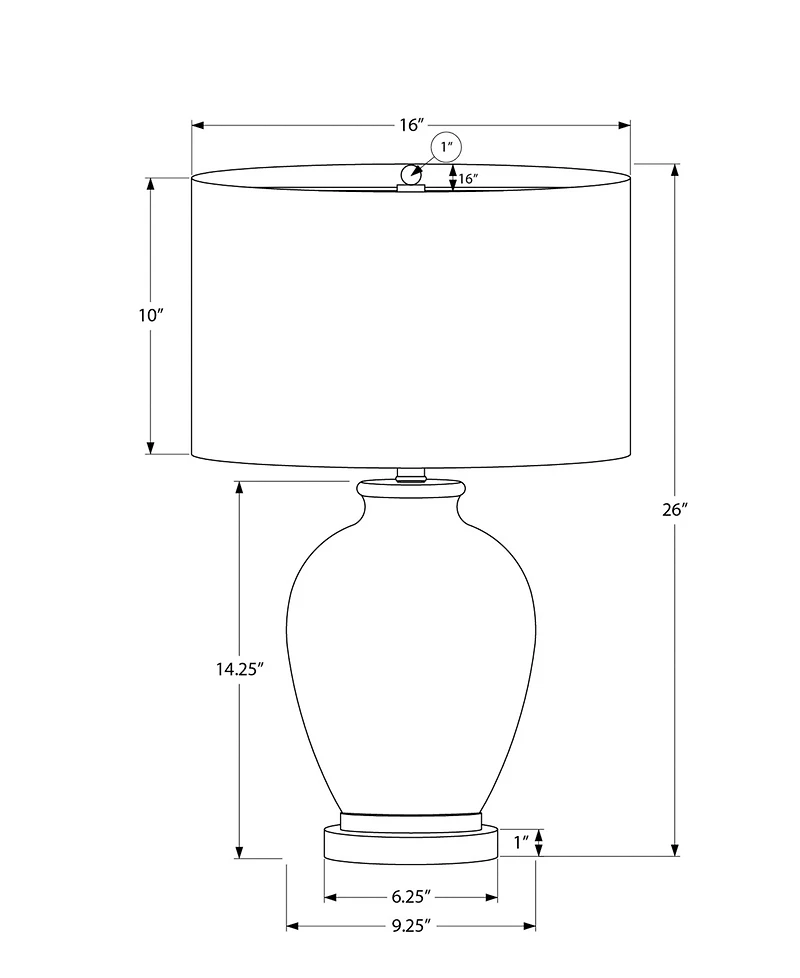 Monarch Specialties Lighting 26" Ceramic Table Lamp