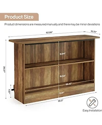 Tribesigns 2-Tier Kitchen Storage Island, 63-Inch Bar Cabinet, Brown