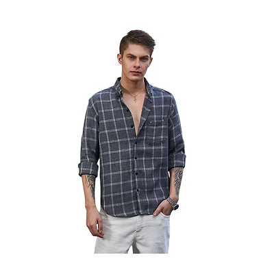 Campus Sutra Men's Charcoal Grey BiGraph-Check Shirt