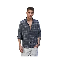 Campus Sutra Men's Charcoal Grey BiGraph-Check Shirt