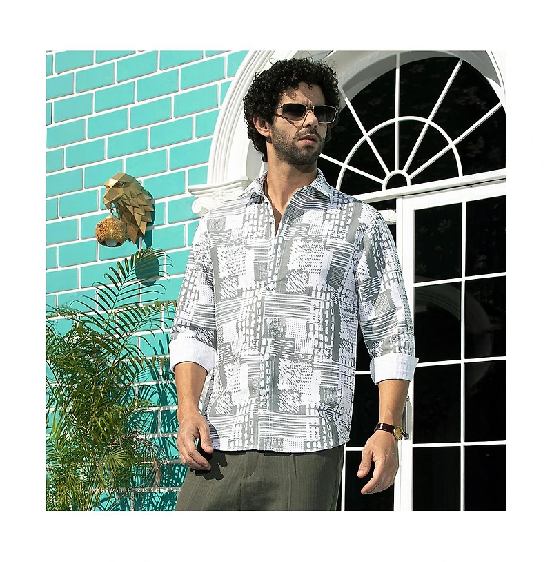 Campus Sutra Men's Flint Grey Verve-Impressionistic Shirt