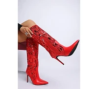 Sitarah Sequin Embellished Stiletto Long Boots Women