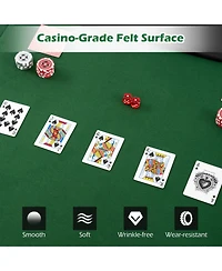 Hongge 84 Inch 10 Player Folding Poker Table Top with Cup Holders and Casino Felt Surface