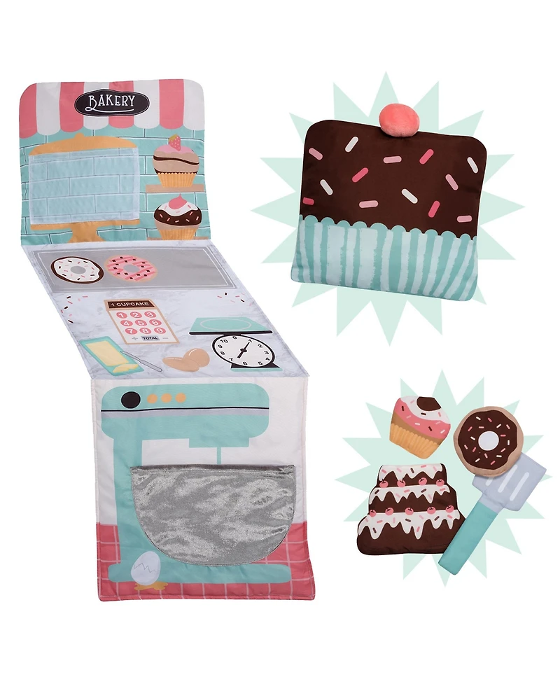 Lambs & Ivy Interactive 2-n-1 Soft Toddler Cupcake/Bakery Pillow Play Set
