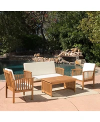 Streamdale Furniture Acacia Wood Outdoor Chat Set of 4 with Water-Resistant Cushions