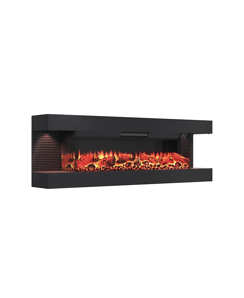 Clihome Inches Wall-Mounted Electric Fireplace With Led Lighted Mantel And Remote