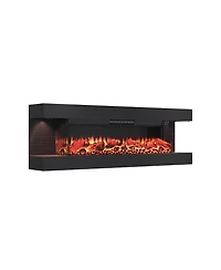 Clihome Inches Wall-Mounted Electric Fireplace With Led Lighted Mantel And Remote