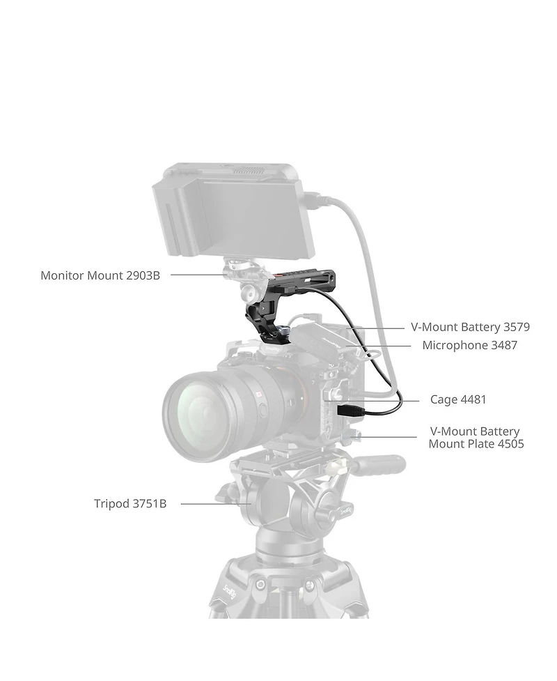 SmallRig Top Handle with Recording Trigger and 3/8''-16 Screw Monitor Mount