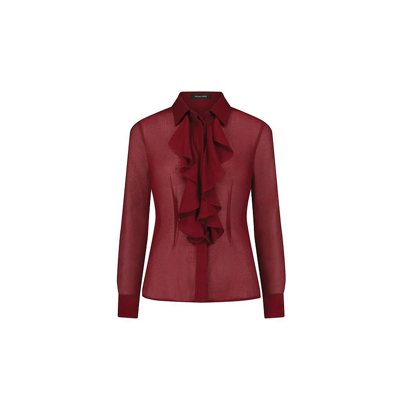 The Noli Shop Women's Georgia Semi-Sheer Blouse - Burgundy