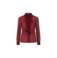 The Noli Shop Women's Georgia Semi-Sheer Blouse - Burgundy