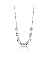 White Gold Plated with Bamboo-Inspired Beads Necklace