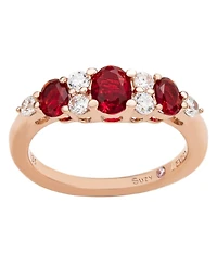 Suzy Levian Rose Sterling Silver Red White Cubic Zirconia Graduating Ring