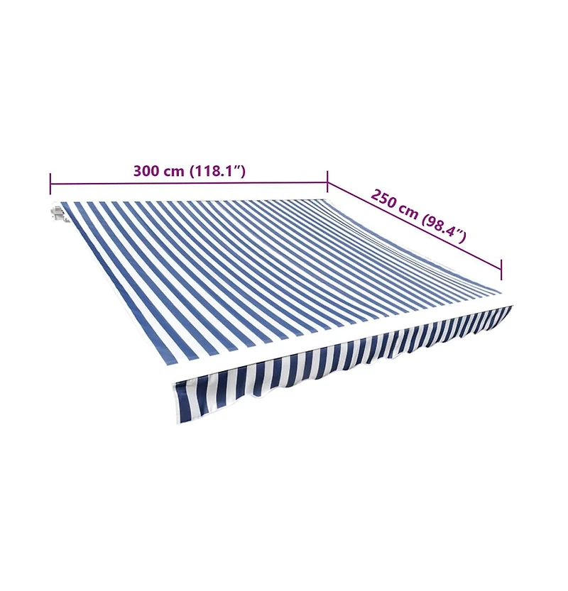 vidaXL Awning Top Canvas Blue & White 9' 10"x8' 2" (Frame Not Included)