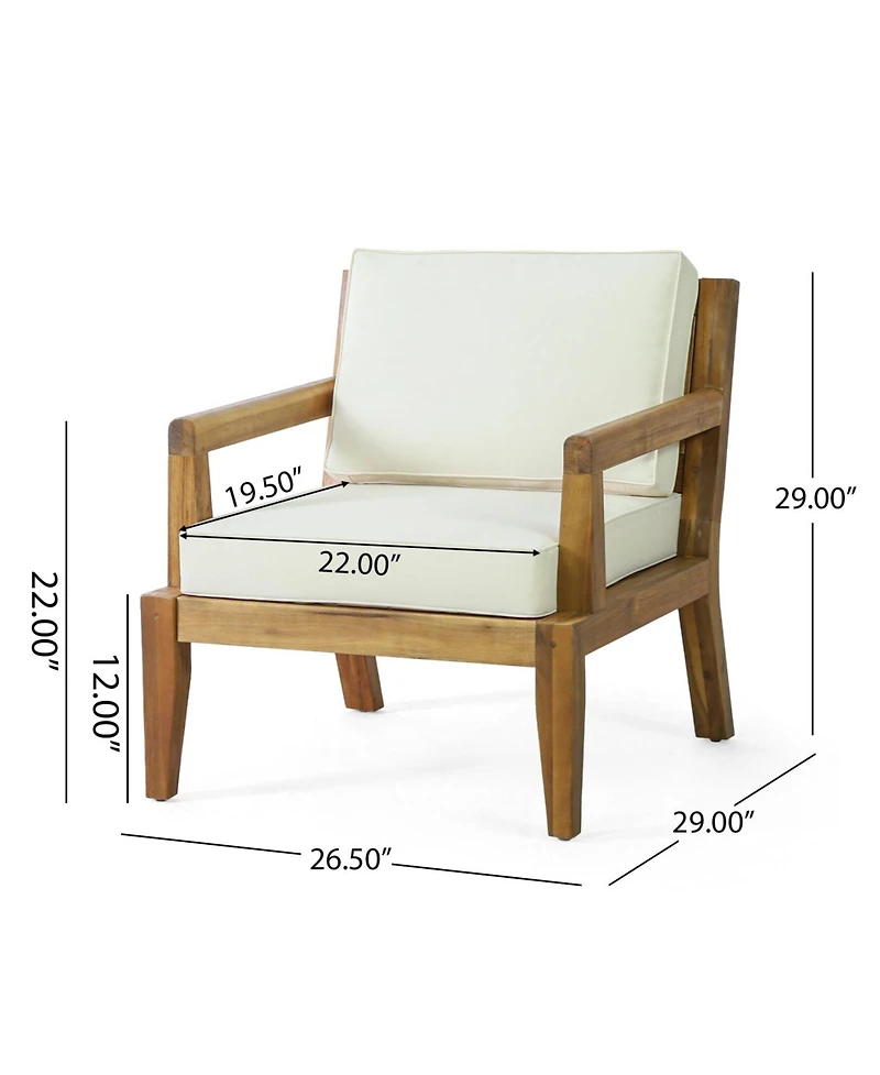 Streamdale Furniture Acacia Patio Club Chairs (Set of 2), Teak Finish, Beige Cushions
