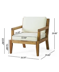 Streamdale Furniture Acacia Patio Club Chairs (Set of 2), Teak Finish, Beige Cushions