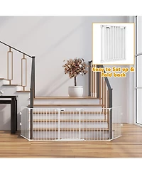 Sugift 115 Inch Length 5 Panel Adjustable Wide Fireplace Fence-White