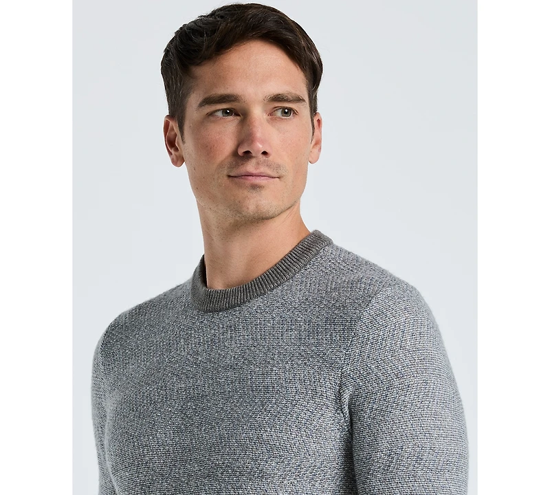 Perry Ellis Men's Herringbone Long-Sleeve Crewneck Sweater