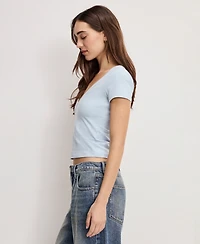 Good American Women's V-Neck Short-Sleeve Top