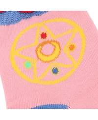 Sailor Moon Women's Cosmic Symbols & Cats 3-Pair Lettuce Edge Casual Quarter Crew Socks
