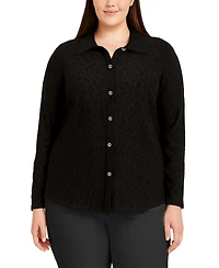 Coin 1804 Plus Cheetah Burnout Button front closure Shirt