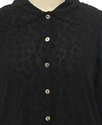 Coin 1804 Plus Cheetah Burnout Button front closure Shirt