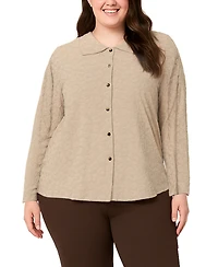 Coin 1804 Plus Cheetah Burnout Button front closure Shirt