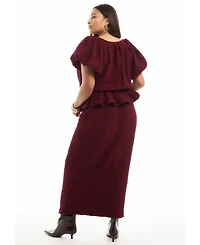 June & Vie Women's + Textured Knit Column Midi Skirt