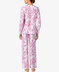 Aria Sleepwear Brushed Cotton Long Sleeve Pant Pj Set