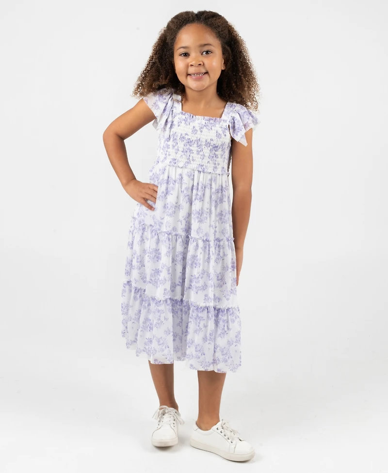 Rare Editions Girls 2T-6X Toile Power Mesh Dress