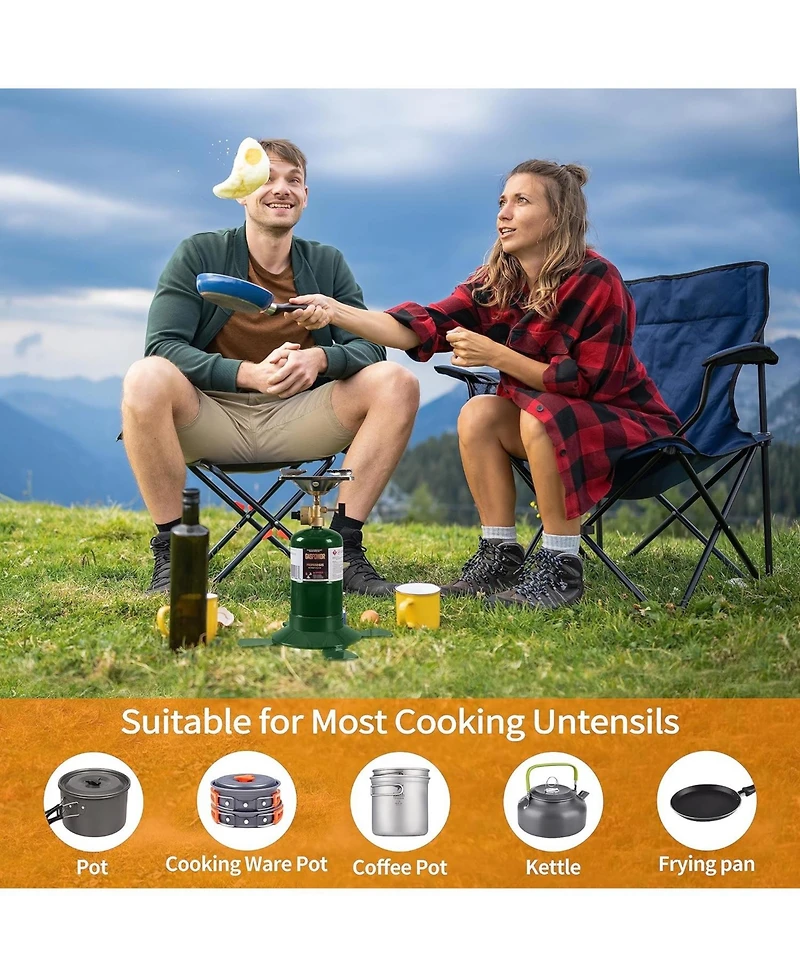 Propane Cylinder Top Stove with Adjustable Burner, Portable Camping/Backpacking Cooker 10000BTU,Camping Stove Propane (Fuel not included)