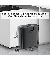 Bonsaii 8-Sheet Strip-Cut Shredder for Home Office, Shreds CDs/Credit Cards, with Overheat Protection and 3.4-Gallon Wastebasket