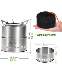 Aofar Stainless Steel Wood Burning Camp Stove – Mini Portable with Grill Grid & Carry Bag for Outdoor Cooking