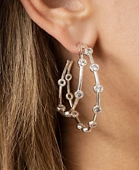 Ettika Silver Plated Double Sparkle Hoop Earrings