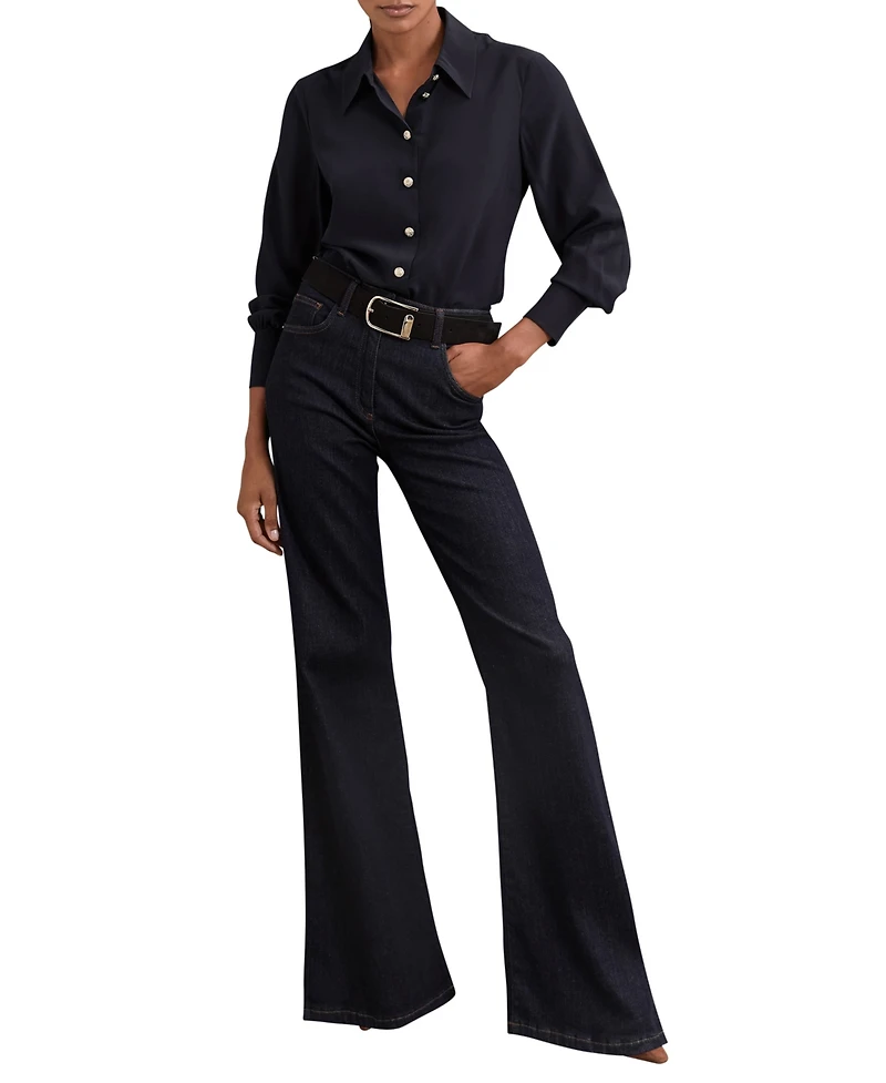 Reiss Women's Silk Embossed-Button Shirt