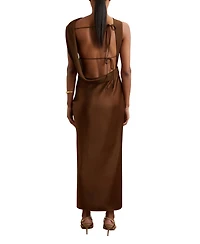 Reiss Women's Satin Draped Open-Back Dress